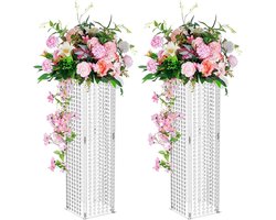 Elegante Bloemenvazen voor Tafelcentra - 80 cm Hoge Kristallen Vazen voor Bruiloften, Feesten en Decoraties - Geometrische Tafeldecoratie voor Speciale Gelegenheden