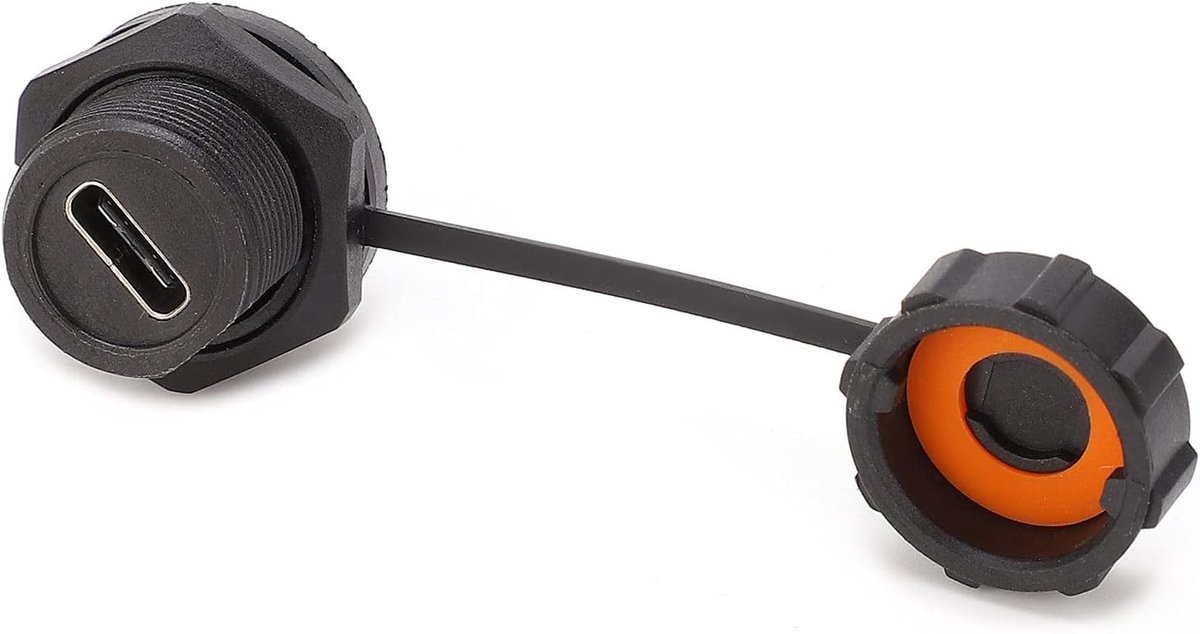 Waterdichte USB Type C Stekker voor Paneelmontage, Draadverbinding met Stofkap, Ideaal voor Elektronische Toepassingen
