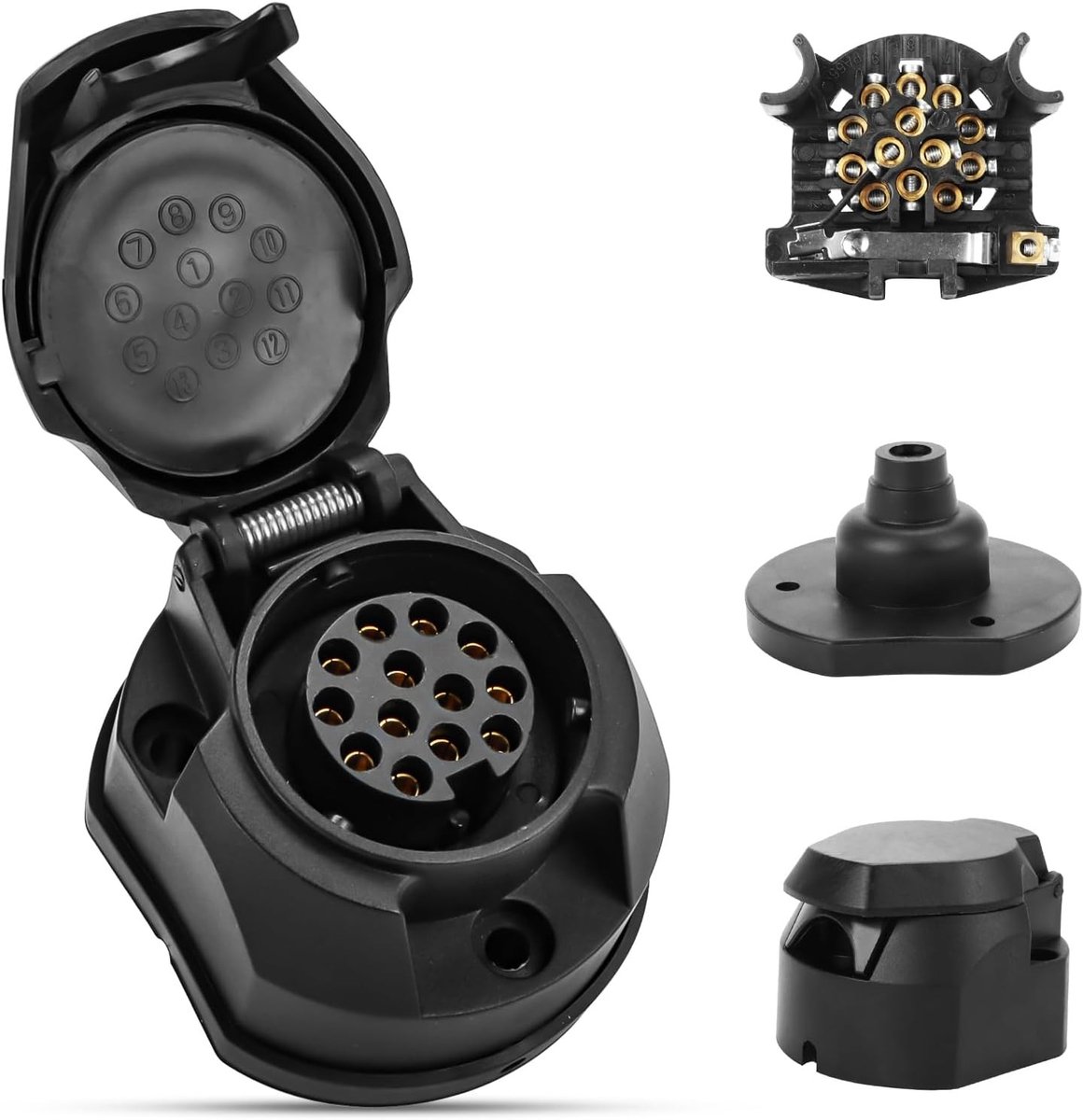 Waterdichte 13-Pins Aansluiting voor Auto, Trailer, Vrachtwagen, RV en Boot - Duurzame Rubberafdichting en Betrouwbare Verbinding