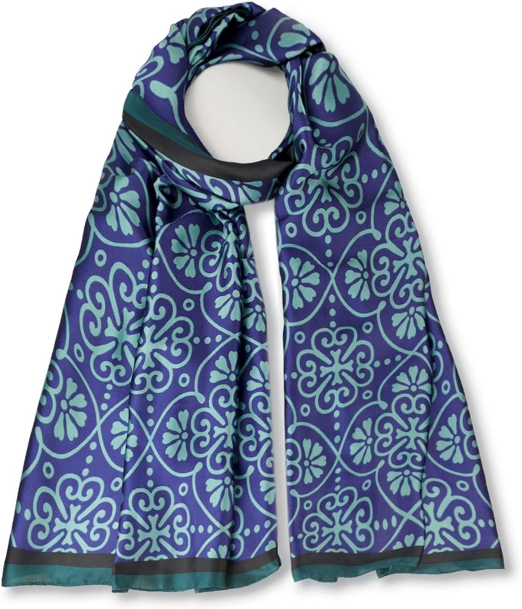Dames sjaal fijn zijdeachtig groot 180 x 90 cm met kleurrijke prints. Halsdoek doek voor vrouwen. Hoofddoek halsdoek sjaal sjaal zijden sjaal elegant