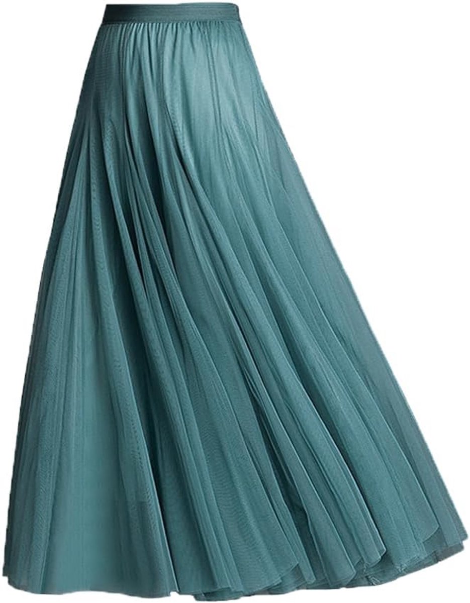 Damesrok voor meisjes, geplooide slanke rok, mesh rok, hoge taille, elastische taillerok, zomerrok, groen, Eén Maat