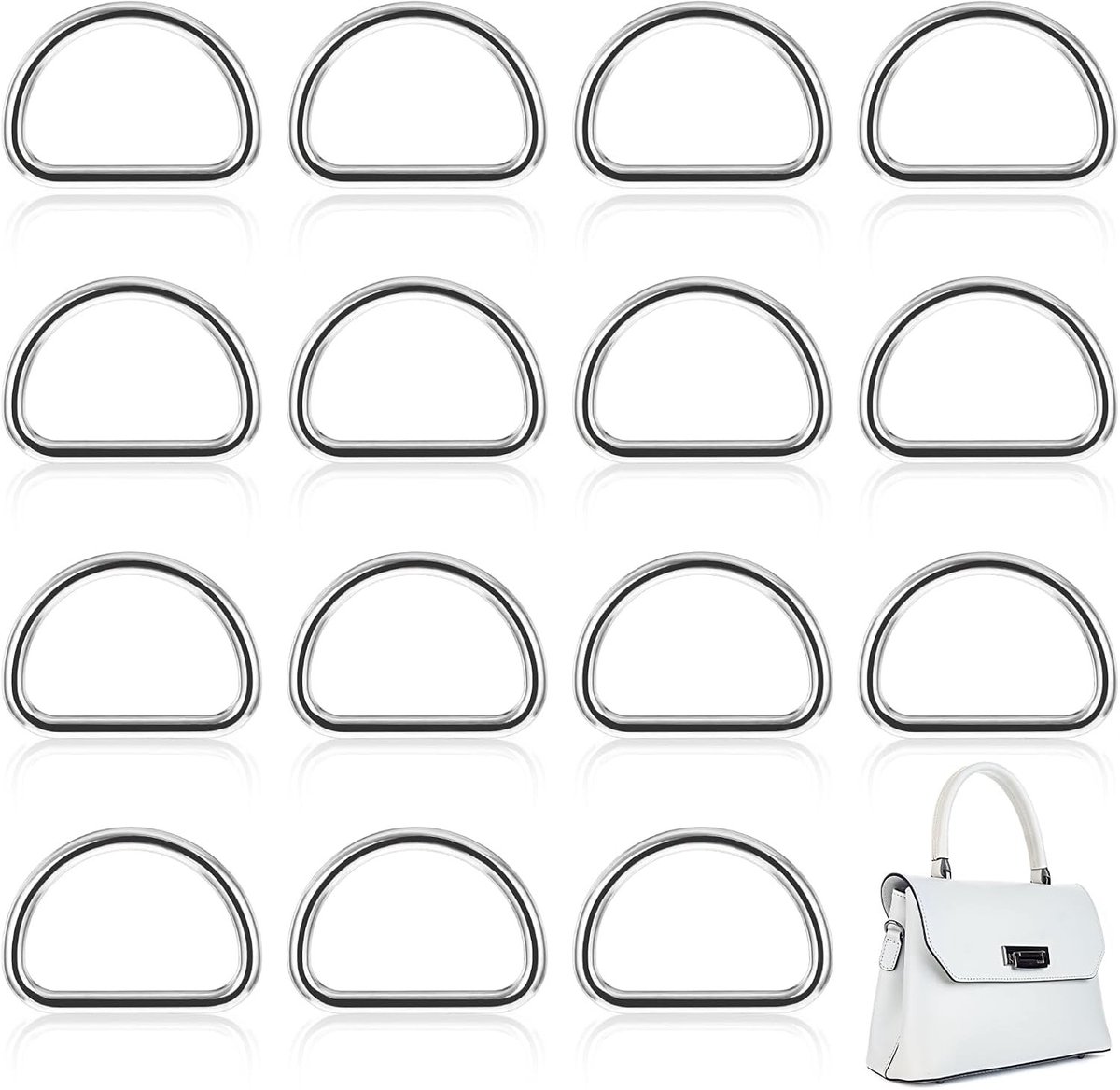 12 Stuks Halve D-Ringen - 25mm Zinklegering Metalen Gespen voor Tassen, Riemen, Rugzakken en Ambachtelijke Accessoires