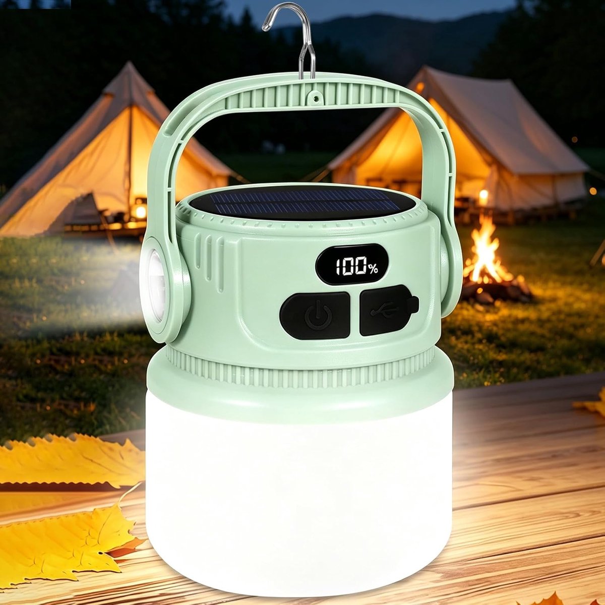 Campinglamp 2400mAh, LED Campinglamp Superhelder met 6 Verlichtingsstanden & Dimbaar, Herlaadbare Tentlamp met Haak, Waterdicht IPX5 voor Outdoor Wandelen Noodgevallen