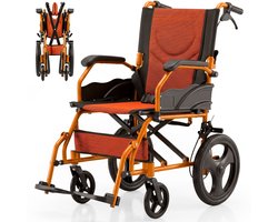 Mobiclinic Pirámide - Rolstoel opvouwbare - Zitbreedte 46 cm - Aluminium - Lichtgewicht - Inklapbare rugleuning en armleuningen - Anti-lek banden - Rem op hendels - Oranje