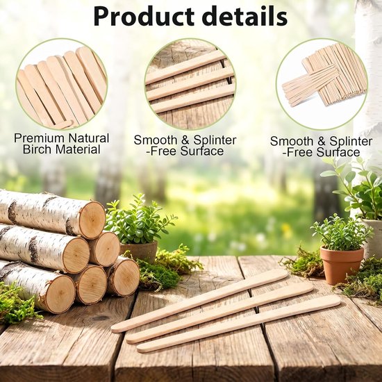 Spatels voor ontharing, wegwerp houten stelen, houten waxsticks, wenkbrauwen, houten spatel, waxing applicator, knutselhouten stokjes voor ontharing — afbeelding 5
