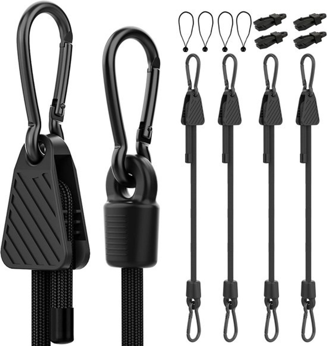 Multifunctionele Set Spanrubbers met Haken en Clips voor Buiten en Tuin - Verstelbaar en Duurzaam