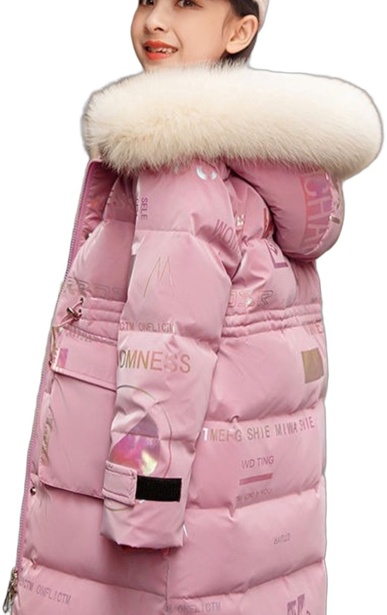 Currero Winterjas Parka Meisjes Lange Jas Meisje Wintermantel Overjas Gewatteerd Waterdicht Winter Stijlvol Mantel Kinderen 10-11 Jaar Roze