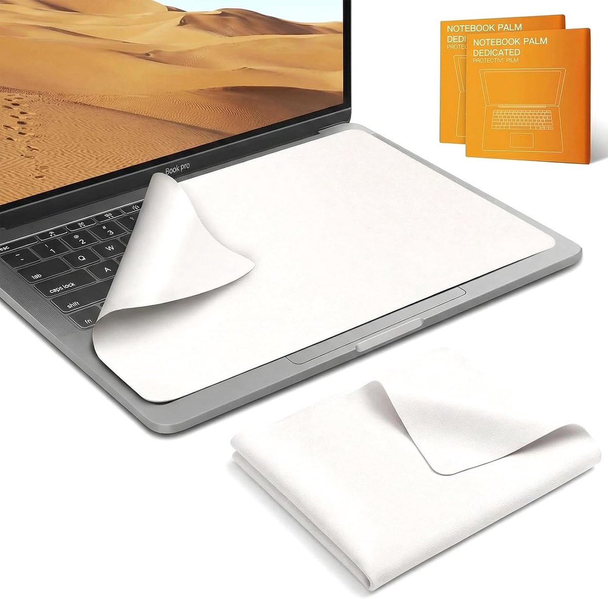 2 stuks toetsenbordbescherming voor MacBook Air/Pro, scherm toetsenbord afdrukbescherming 15 inch en 16 inch, microvezel reinigingsdoek (34 x 22,5 cm) voor MacBook Pro, toetsenbordbescherming voor