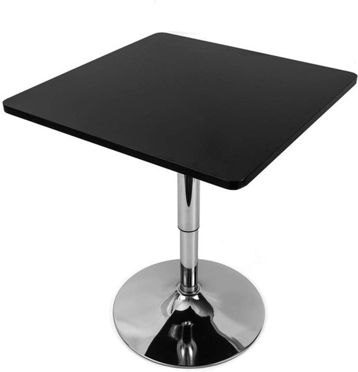 Vierkante Bartafel - Bistrotafel Verstelbaar - Koffie Drinken - 360 Graden Draaibaar - 60 x 60 cm - Zwart
