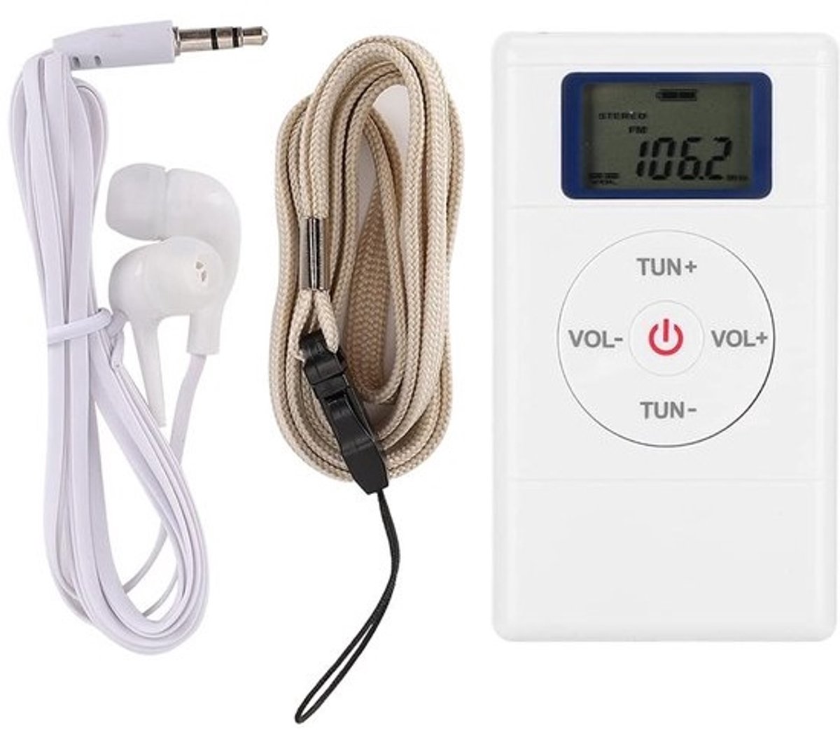 VT Goods - Draagbare Radio - FM-radio Mini - Hoge Gevoeligheid - Compact Formaat - Digitale Afstemming - Geschikt voor Onderweg - Draagkoord en Oort..