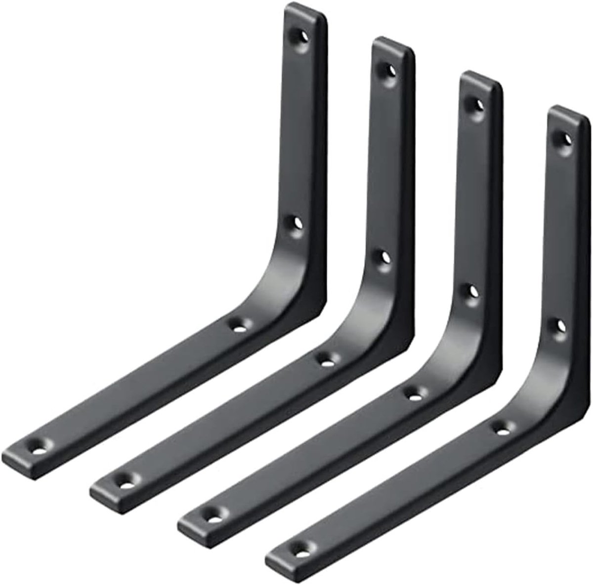 Premium Hoeksteunen 100mm x 100mm voor Wandplanken - Stevige Stalen Steunen voor Drijvende Planken - Ideaal voor Thuis en Kantoor (Zwart, 4 Stuks)