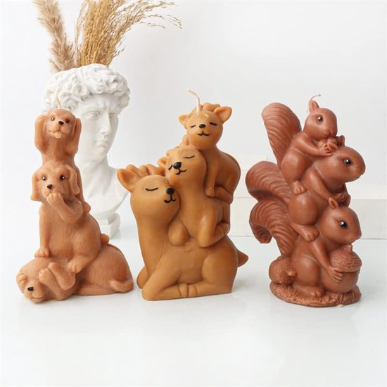 3D-eekhoorntjes, kaarsvorm, dierenbakvorm, siliconen vormen voor fondant, taartdecoratie, chocolade, zeep, gips, sojawas, kaarsen, epoxyhars handwerk (H) — afbeelding 4