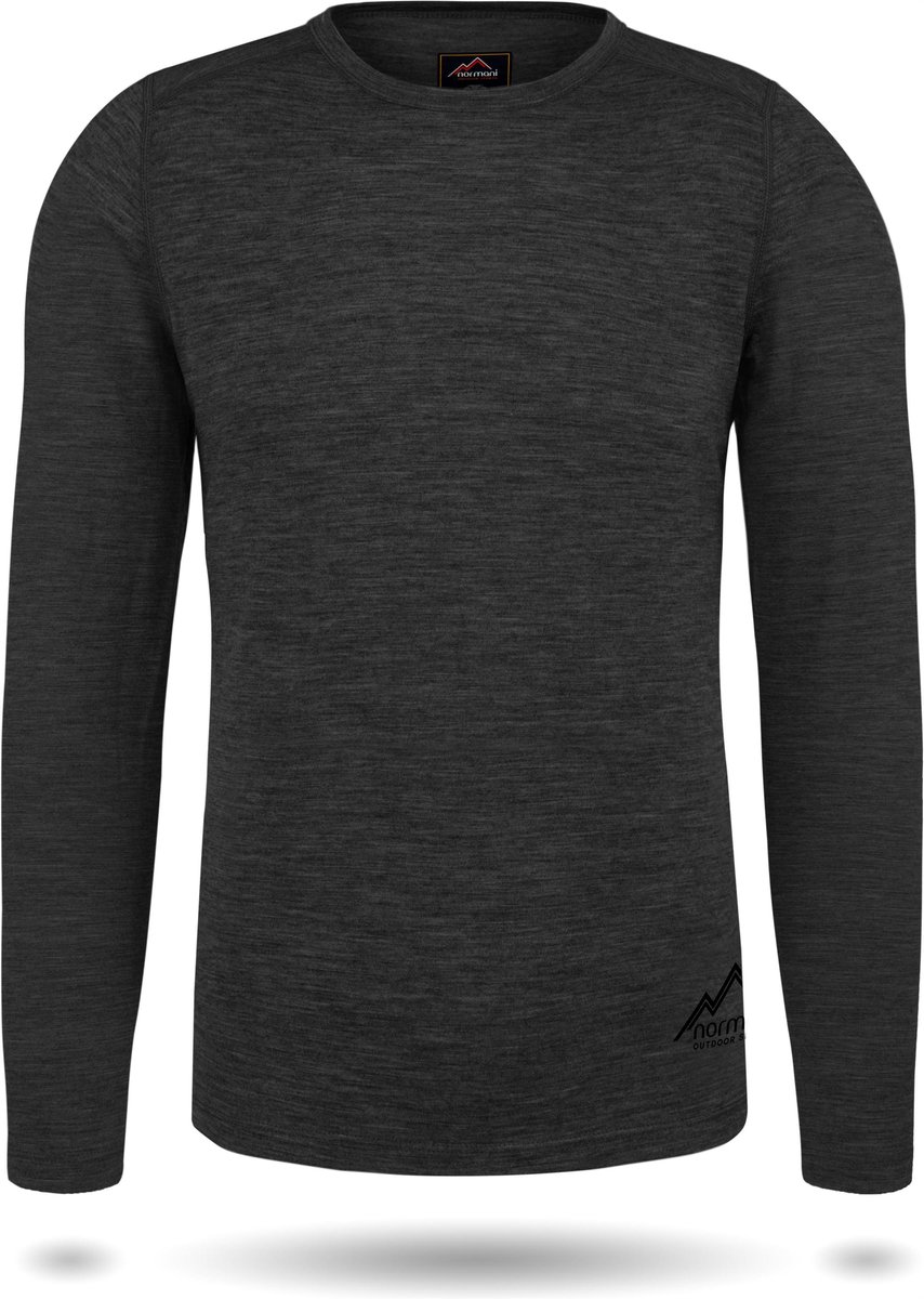 Heren-shirt met lange mouwen van merinowol „Melbourne“ Antraciet
