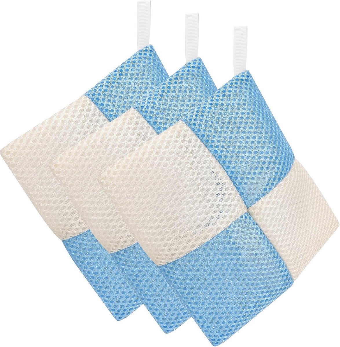 3 Pack Zeep Saver Pouch met rits, exfoliërende body spons scrubber, mesh schuim zak voor douche en bad, ideaal voor huidverzorging en ontspanning