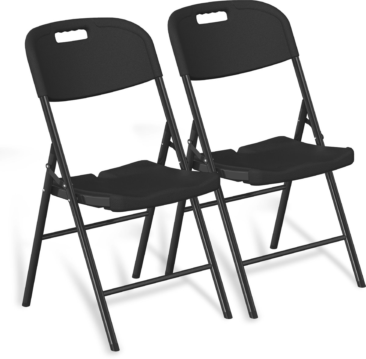 ADSafety Klapstoelen Set van 2 - Vouwstoelen Zware Kwaliteit - Weersbestendig - Tot 200 kg - Opvouwbare Stoelen - 46 x 51 x 86 cm - Zwart