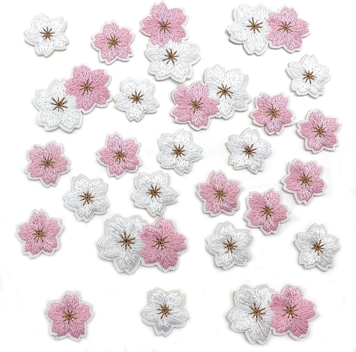 Set van 25 Kersenbloesem Borduurpatches - Strijkapplicaties voor Kleding, Jassen, Jeans en Hoeden