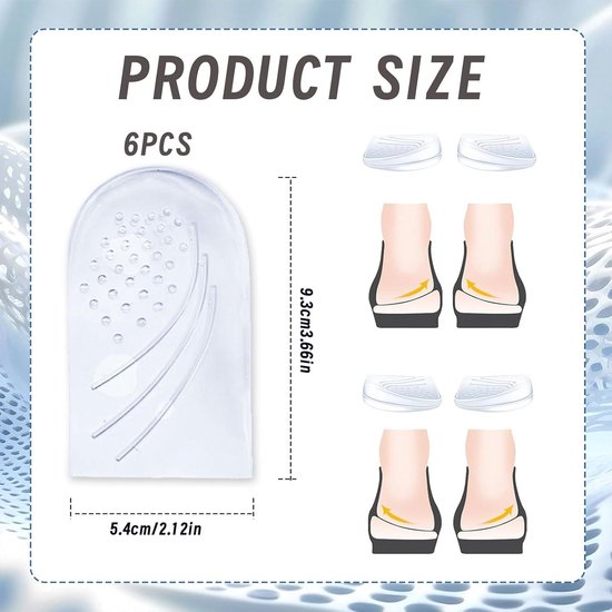 Transparante Gel Heel Pads voor Schoenen - Orthopedische Inlegzolen voor Voetcorrectie bij Mannen en Vrouwen, Comfort en Ondersteuning voor Gezonde Voeten — afbeelding 5