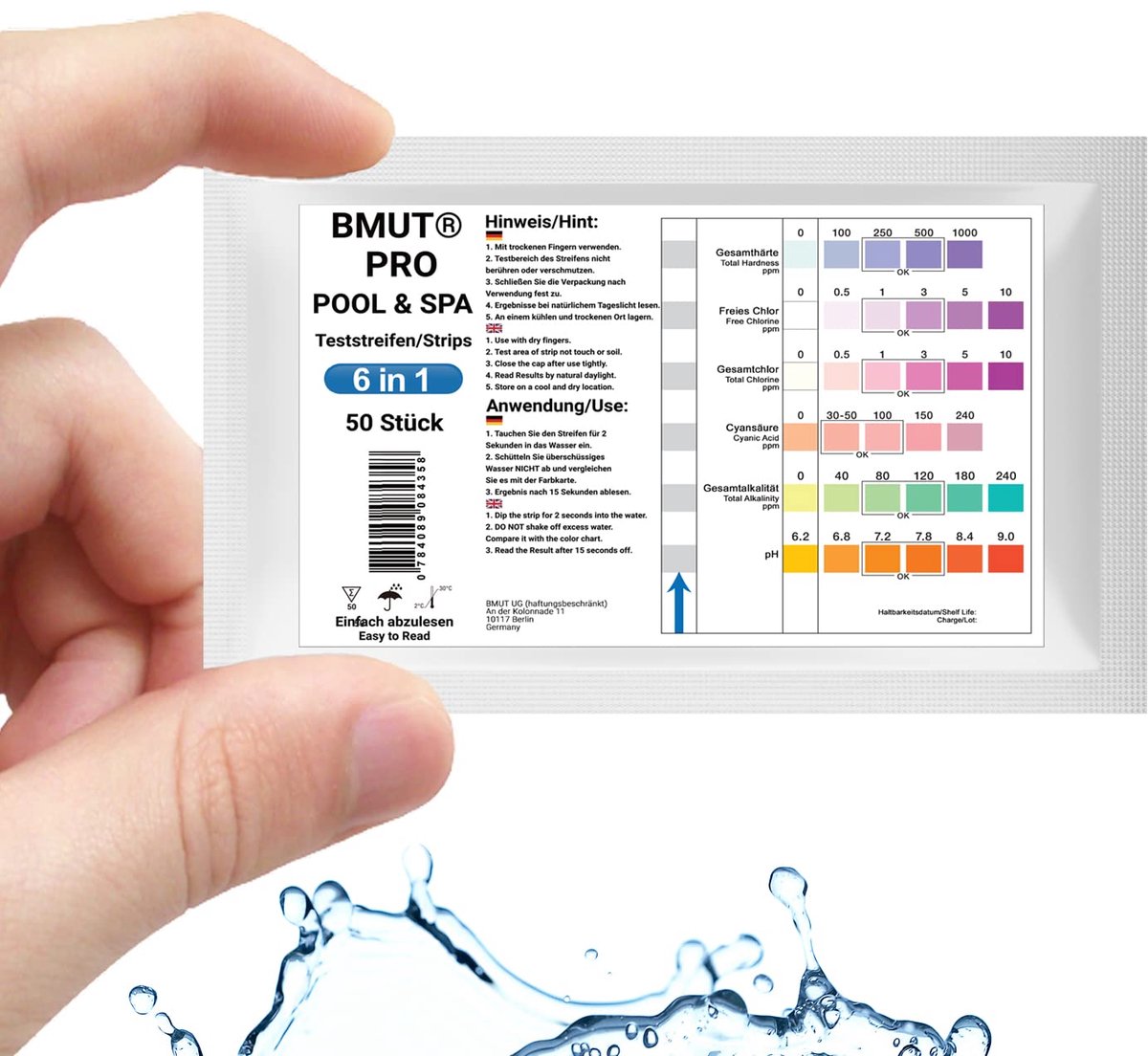 Zwembadtest 6-in-1 - teststrips - chloor en pH-waarden - eenvoudig waterkwaliteit meten - ShopVlot