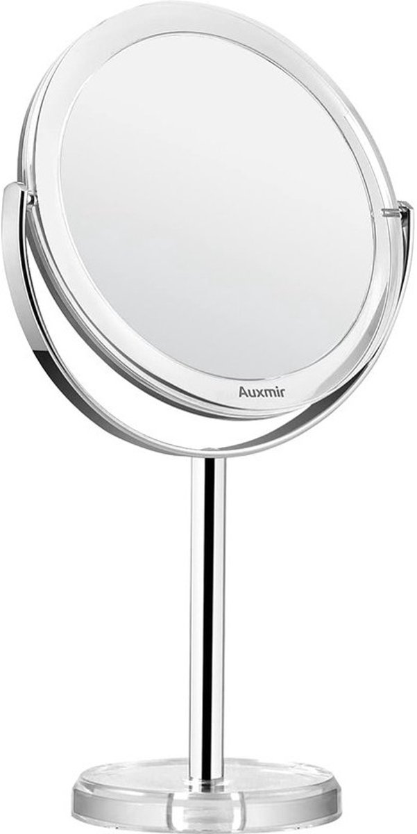 Make-upspiegel, dubbelzijdige make-upspiegel met 1 x 10 x vergroting, tafelspiegel, staand 360° draaibaar, afneembare reisspiegel voor make-up, gezichtsverzorging en scheren