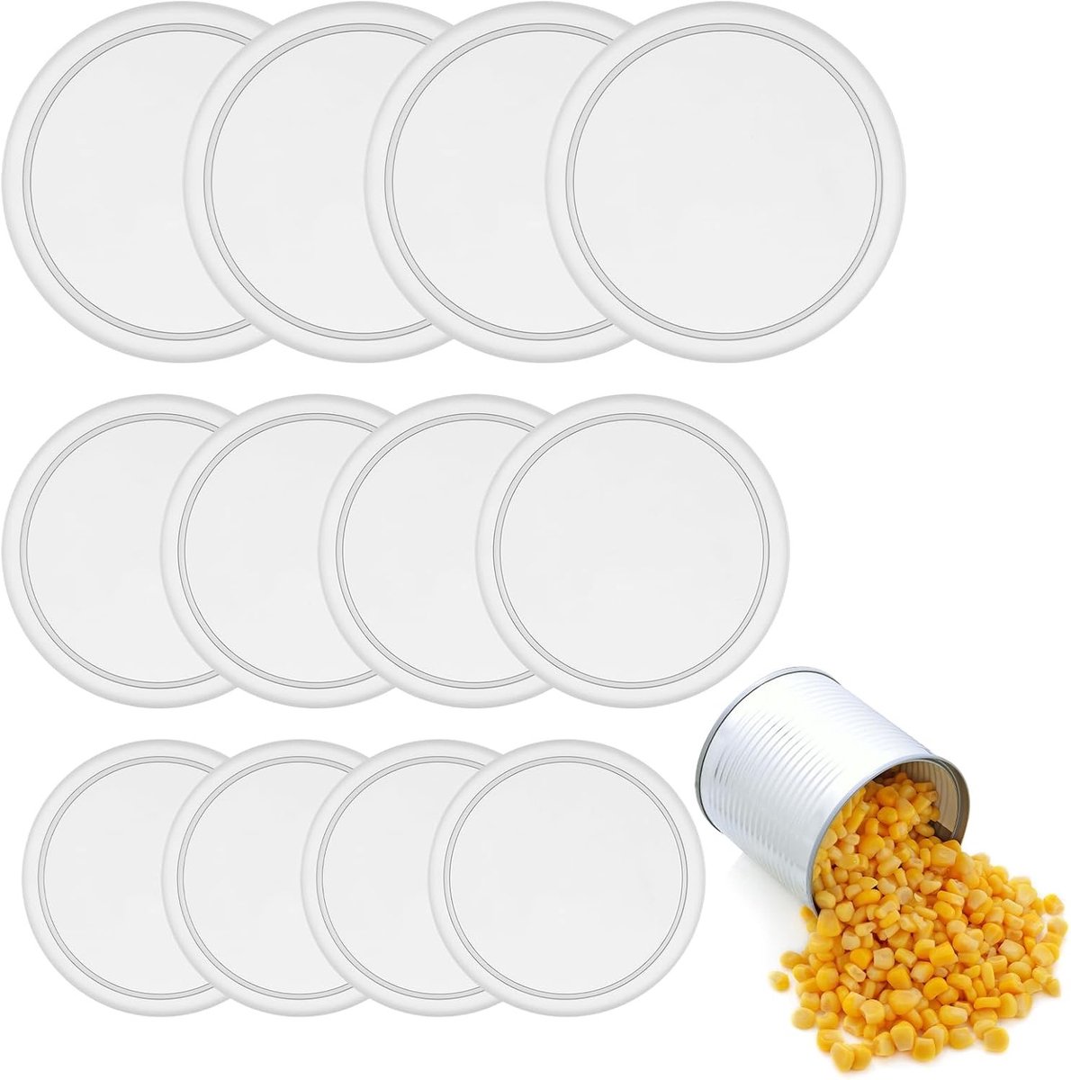 Set van 12 Plastic Deksel voor Jars in 3 Maten, Wasbare Deksel voor 400g en 800g Potten, Transparante Deksel voor Huisdier Voeding en Opslag