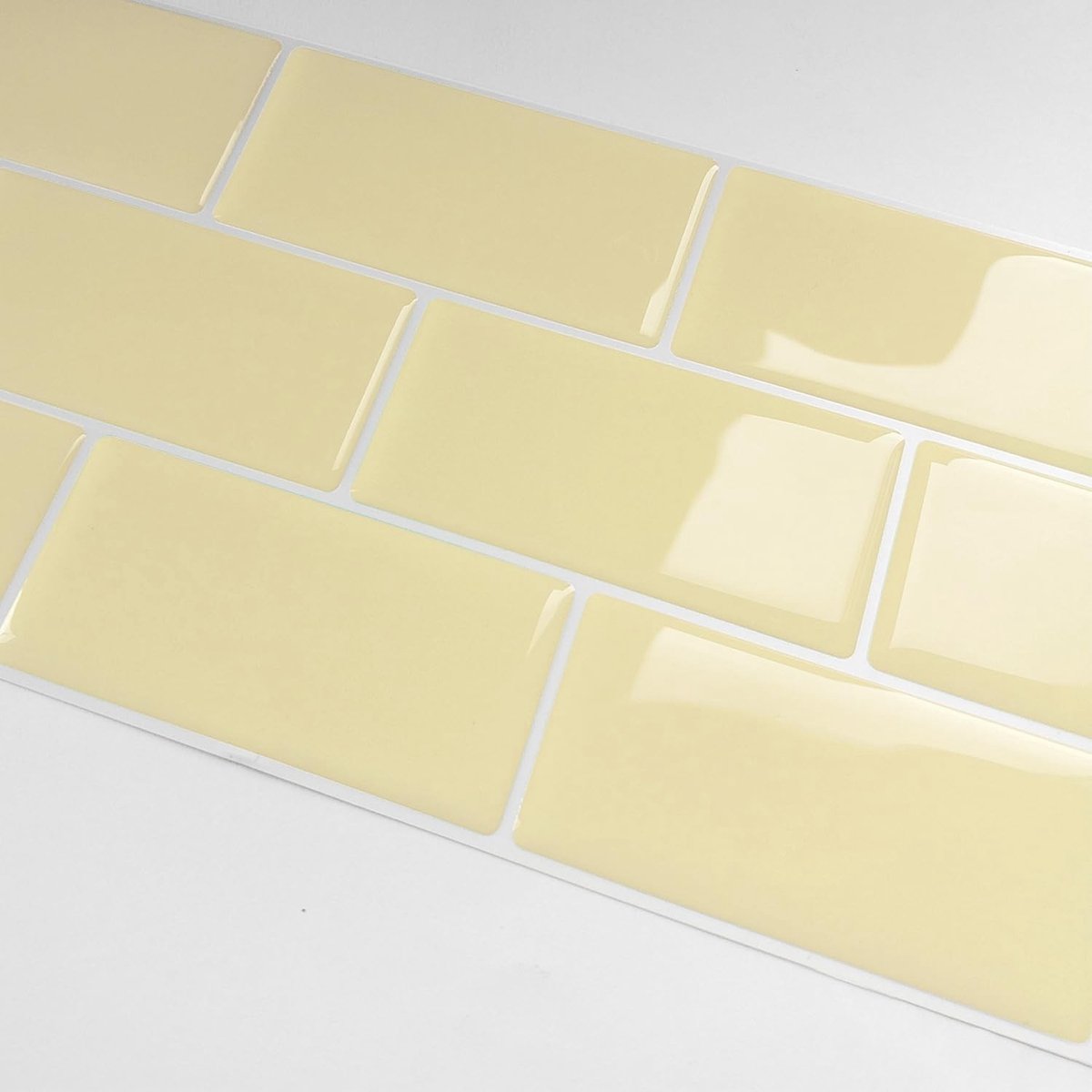 10 Bladen Gele 3D Vinyl Wandtegel Stickers, Dikke Zelfklevende Waterdichte Spatwand Stickers voor Keuken en Badkamer, 3mm Dikte, 30X13CM, Makkelijk aan te brengen en Onderhoudsvriendelijk