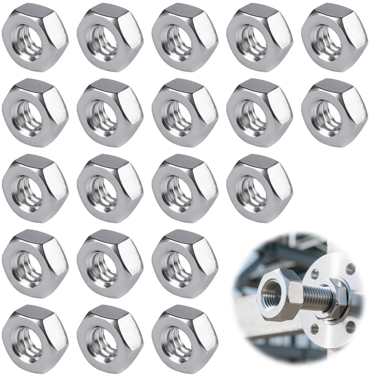 1/4 inch Zeskantmoeren - 20 Stuks Roestvrije Zeskantmoeren Voor Camerastatieven, Fotostatieven En Telescopen - Hoogwaardige Verzinkte Verbindingselementen Voor Duurzame Toepassingen