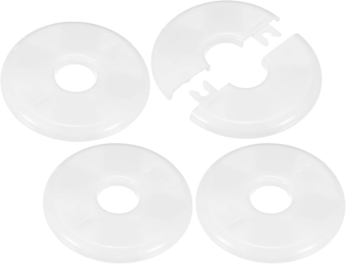 4-Pack Wall Split Flens, 22 mm [0,87 inch] ID ABS Ronde Zelfklevende Rozet Plaat Cover Gesp voor Pijp Accessoires/Vloer/Plafond, Sanitair Cover Plates [Wit, 80 mm 3,15 inch OD]
