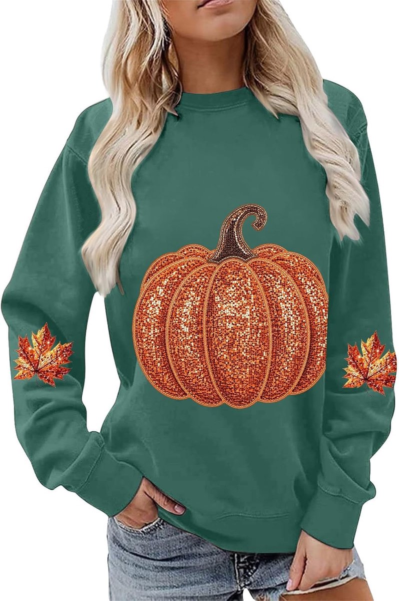 Hoodie met Halloween-pompoenprint, gezellig mouwloos sweatshirt voor Halloween (groen, S)