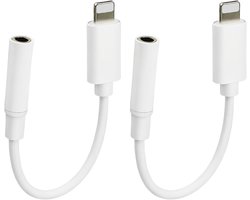 Hoogwaardige Headphone Adapter, Set van 2 voor iPhone naar Jack 3.5, AUX Audio Dongle, Geschikt voor iPhone 14/13/12/11/XR/X/XS/8/7, Ondersteunt Geluidskwaliteit en Draadloze Verbinding