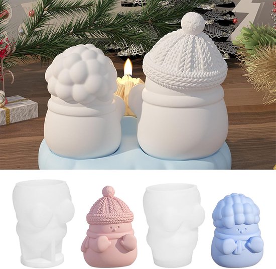 Kerstset, 3D sneeuwpop, siliconen vorm voor Kerstmis, siliconen vormen, gietvormen, Kerstmis, sneeuwpop, gietvormen, siliconen vorm, kaarshouder voor theelichtjes, kerstdecoratie, handwerk — afbeelding 4