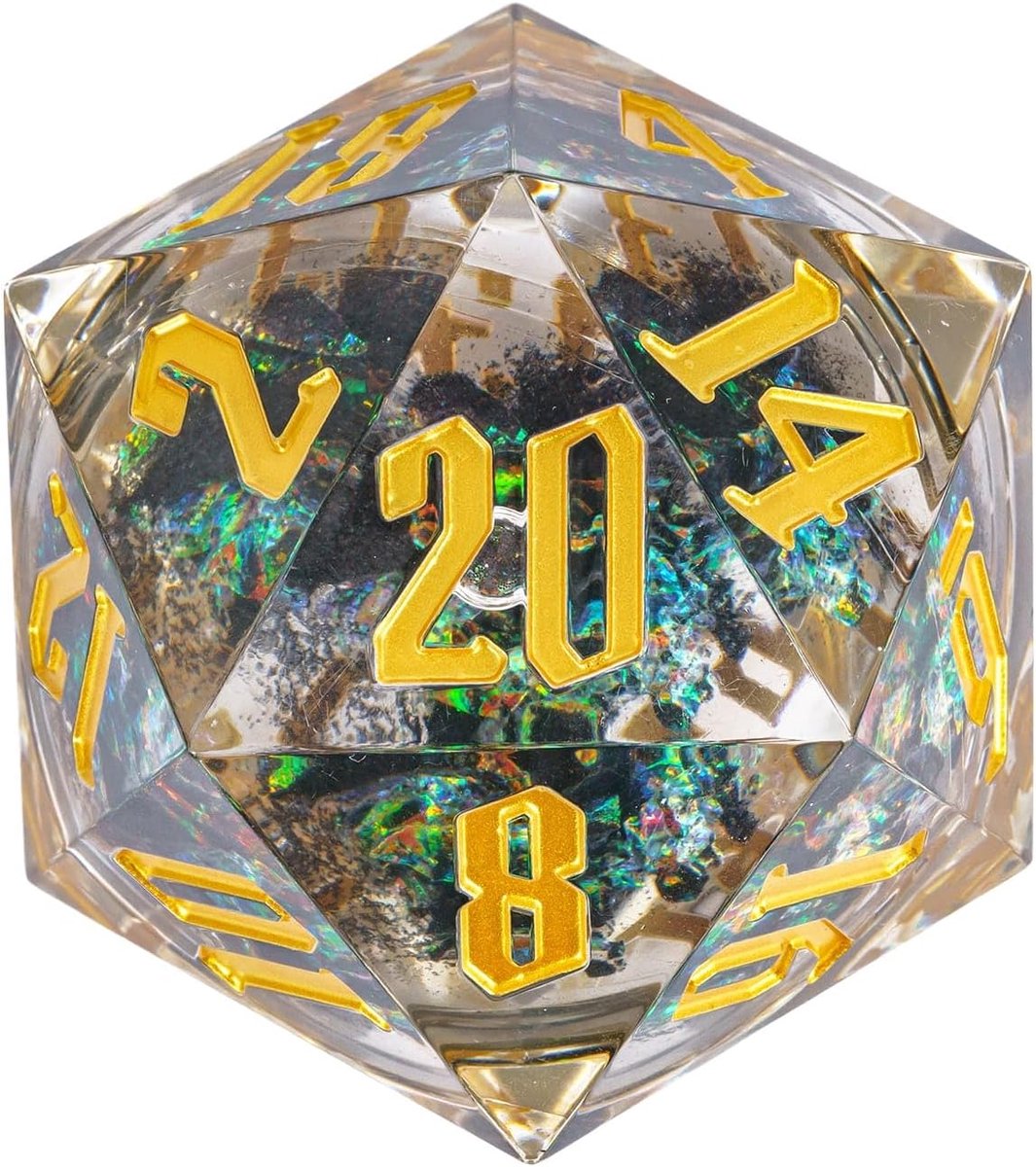 D20 dobbelsteen 55mm - drift zwart - handgemaakt - perfect voor RPG en bordspellen - ShopVlot
