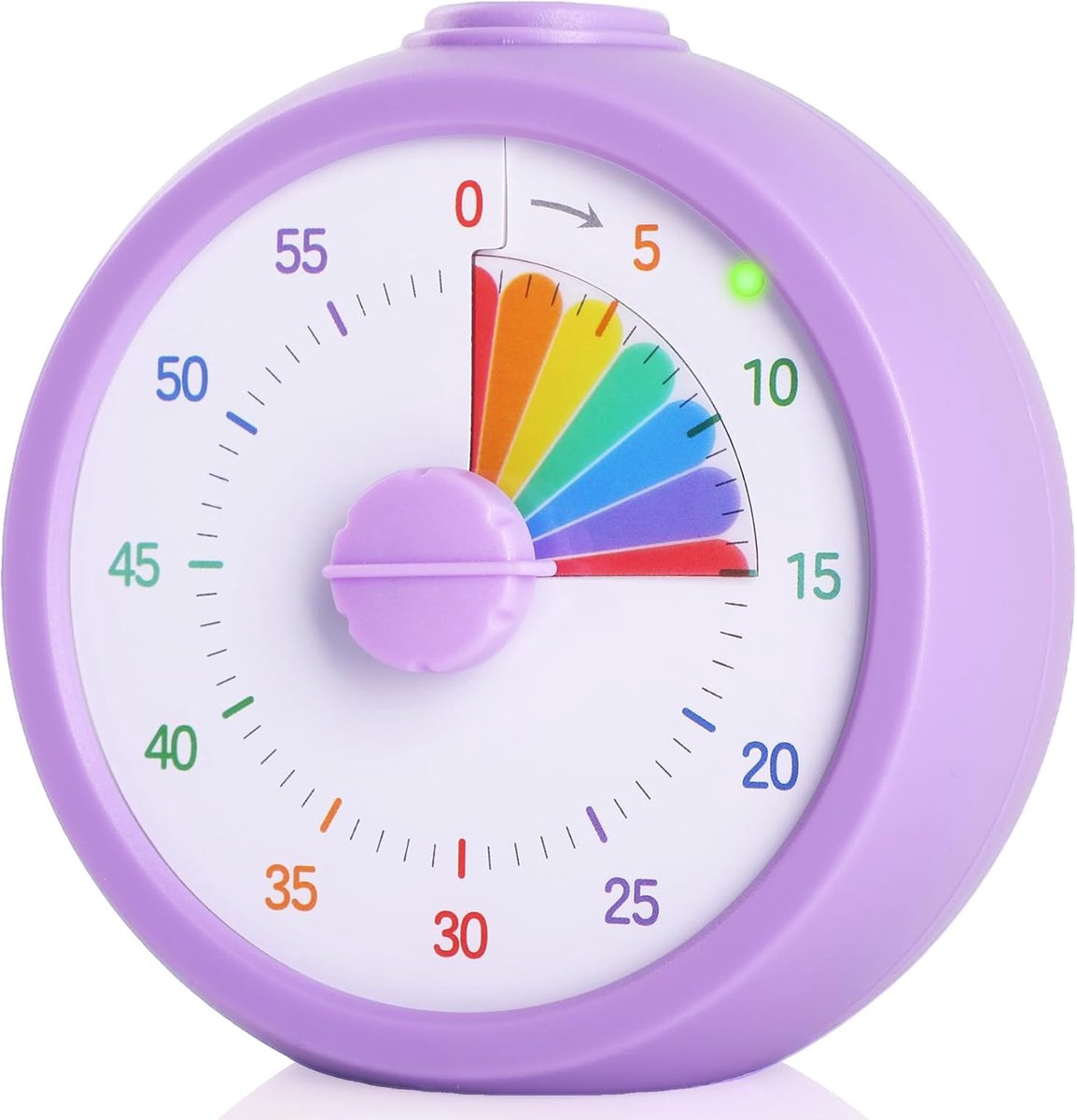 Visuele timer, grote visuele afteltimer, 60 minuten, stil aftellen, met gekleurde wijzerplaat om te koken, klaslokaal (paars)