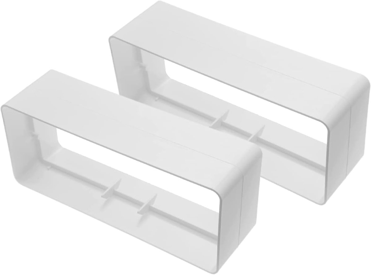Systems 220 x 90 mm, 2 stuks, rechthoekige buisverbindingen voor kunststof, plat kanaal, adapter voor verwarming, koelbuis, kanaalverbinding voor ventilatiebuis, luchtkanaal, afvoerkanaal