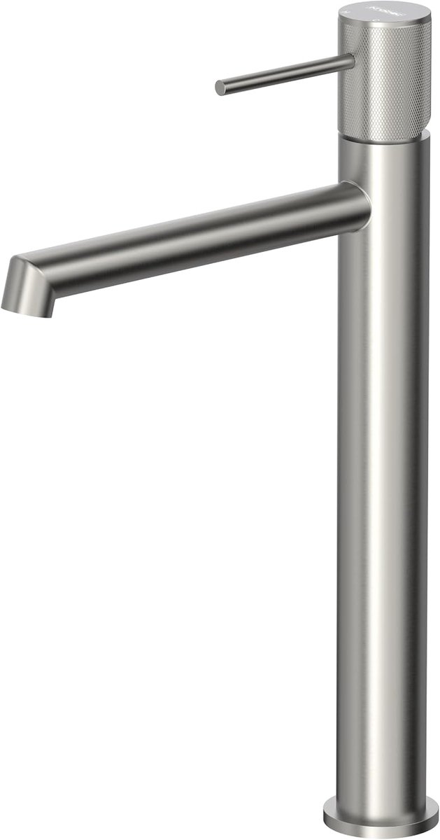 Kraan van roestvrij staal, voor badkamer, koud en warm water, eengreepsmengkraan voor wastafel, modern, elegant (nikkel)