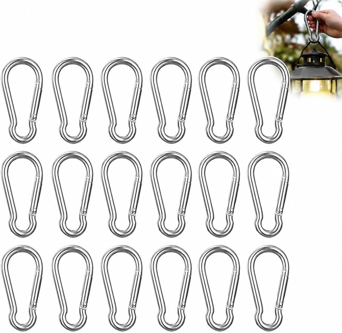Karabijnhaken met Veerclip 50mm Metalen Musketonhaak voor Sleutelhanger, Kamperen, Wandelen, Reizen en DIY Projecten