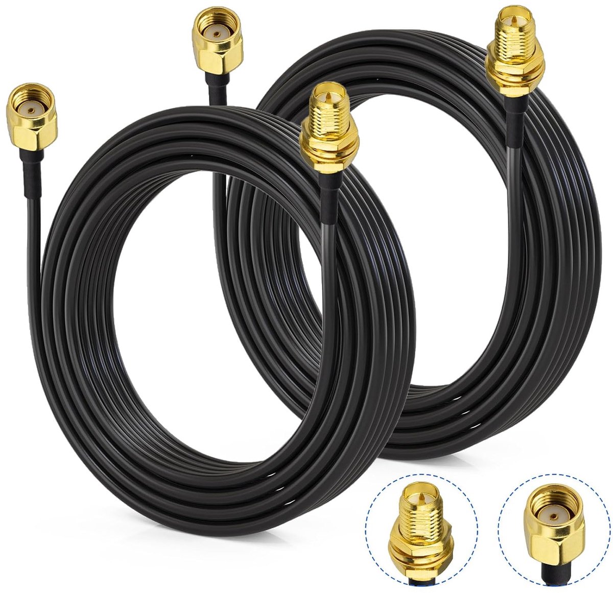 Verlengkabel 10 meter (2 stuks) voor 4G LTE, 5G modem, router, WLAN antenne, Ham radio, GPS, WiFi