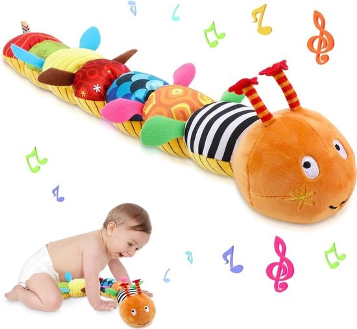 Muzikaal pluche knuffeldier met ratel - Ratel texturen voor baby's - 0 3 6 12 maanden - Jongens Meisjes - Kerstcadeau