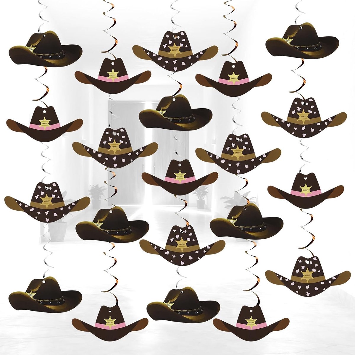 Hangende Ornamenten, Cowboy Werveldecoraties met Wild West Thema voor Jongensverjaardag Babyshowerfeestje