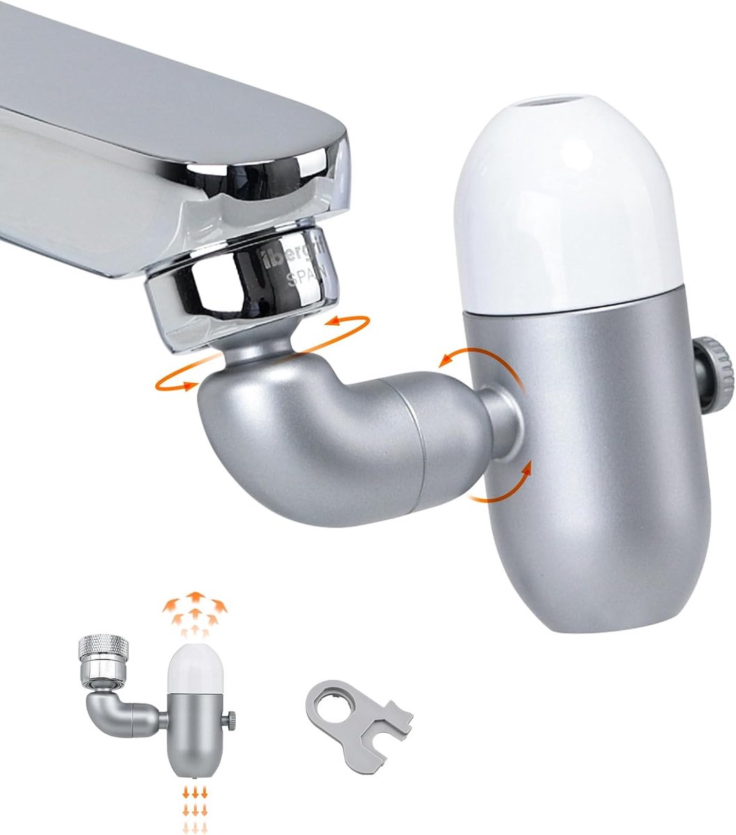 Draaibare kraanverlenging met 4 straalmodi en universele M22/M24 adapter, waterbesparend, ABS, corrosiebestendig