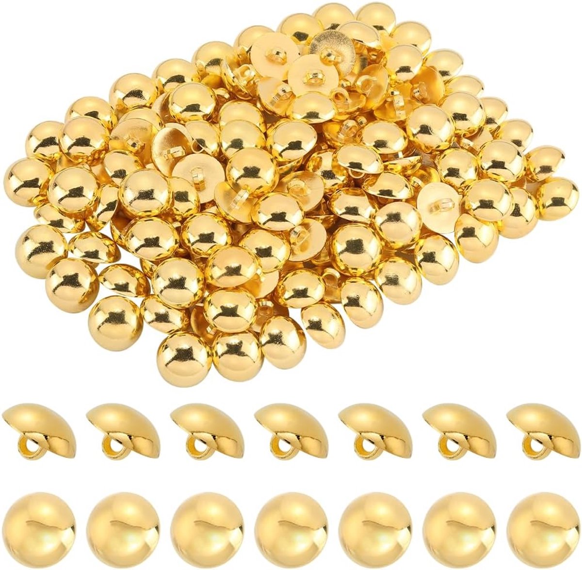 150 Stks Gouden Schacht Paddestoel Koepelvormige Knoppen 1 Gat Plating Acryl Metalen Knop Half Ronde Knoppen Vintage Paddestoel Knoppen Voor Naaien Maken Pak Wollen Jas Shirt Ambachten