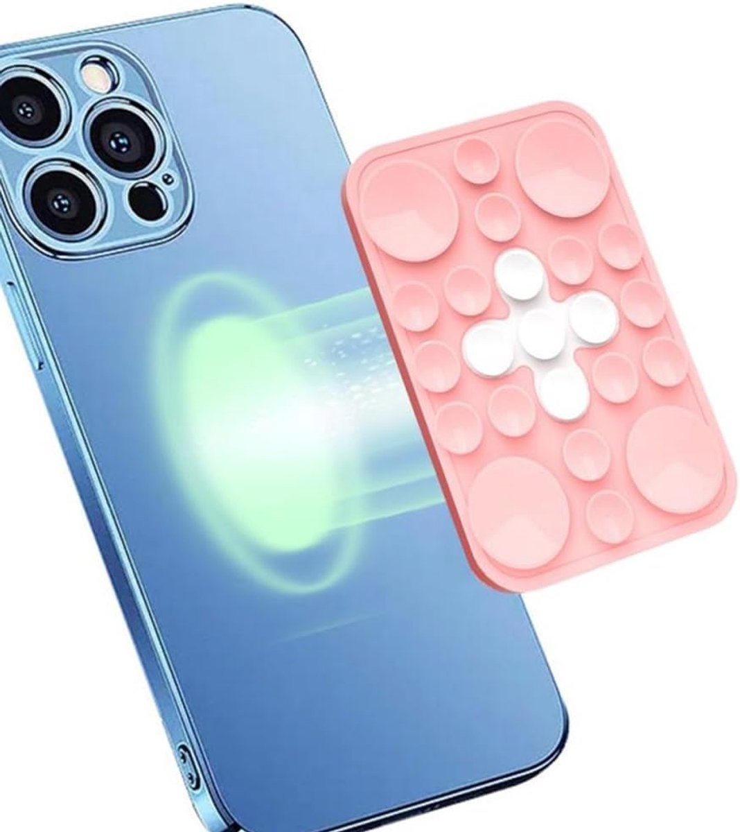 Zuignap, telefoonhouder, telefoonhouder, rechthoekige mobiele telefoon, zuignap, zuignap voor spiegel, tegels, glas, fitness, keuken (roze)