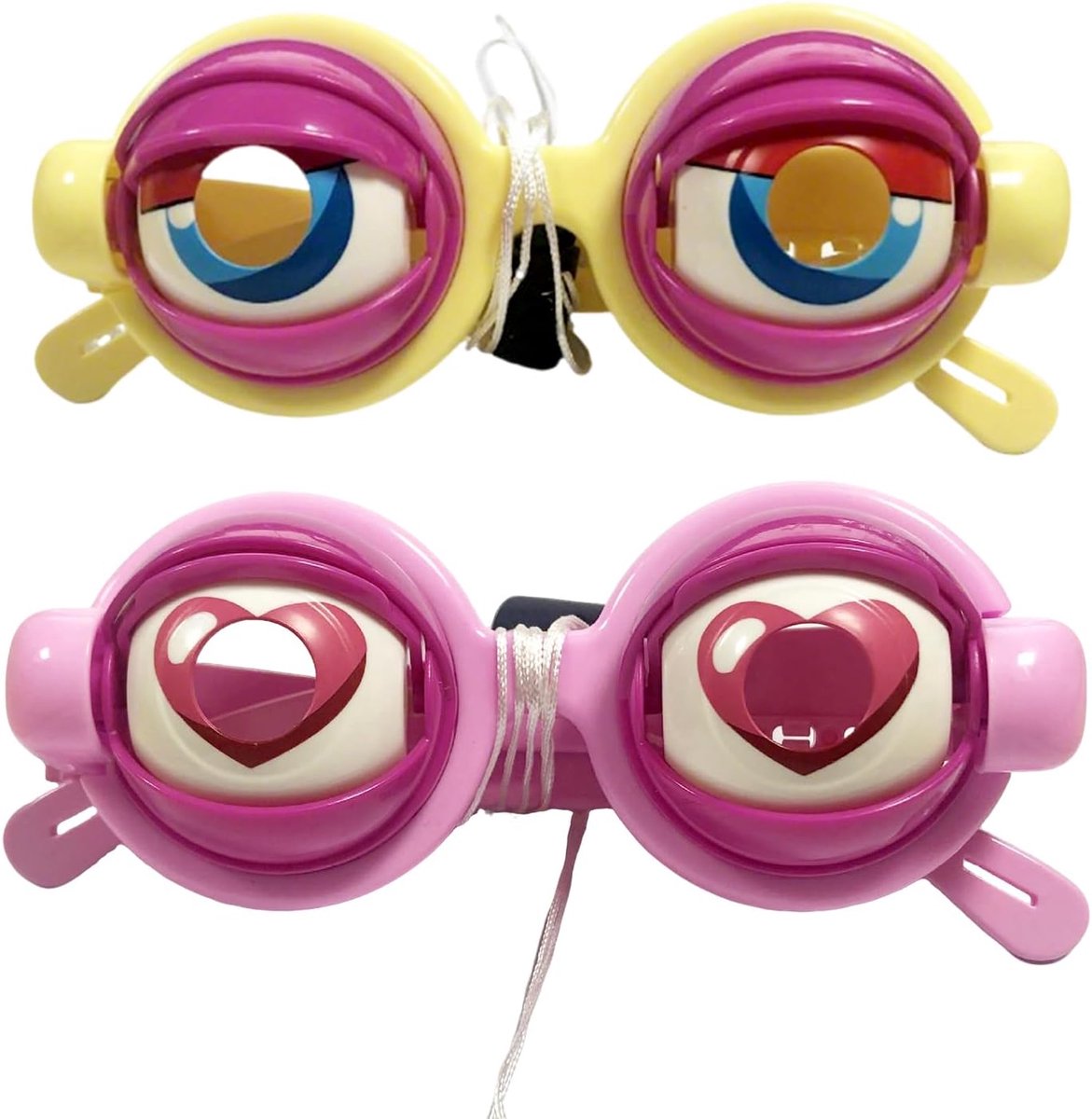 Gekke bril, roze, geel, 14 x 19 x 6 cm, 2 stuks