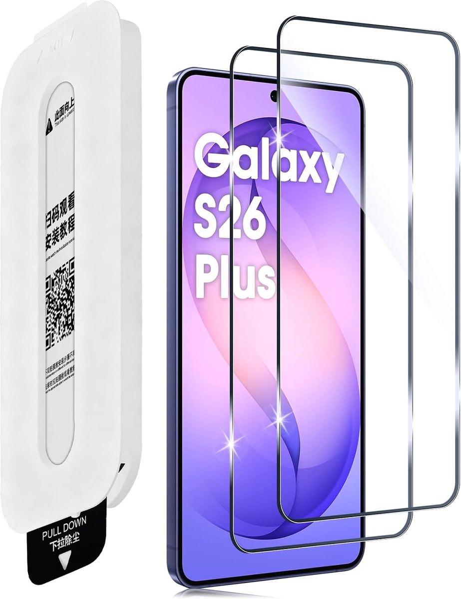 Beschermfolie voor Samsung Galaxy S26 + 5G/S26 Plus 5G voor pantserglas, 0,33 mm ultra-heldere folie, luchtbelvrije automontage, displaybescherming, beschermglas, hardheid 9H, krasvast