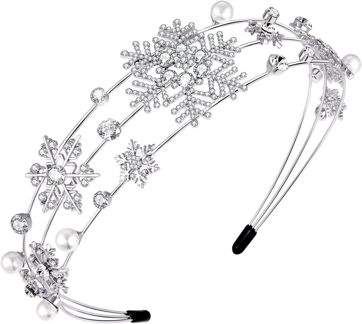 Kersthaarband met zilveren strassteentjes, sneeuwvlokken, haarsieraad, kersthoofdtooi voor vrouwen, verjaardag, Kerstmis, Halloween, carnaval, feest