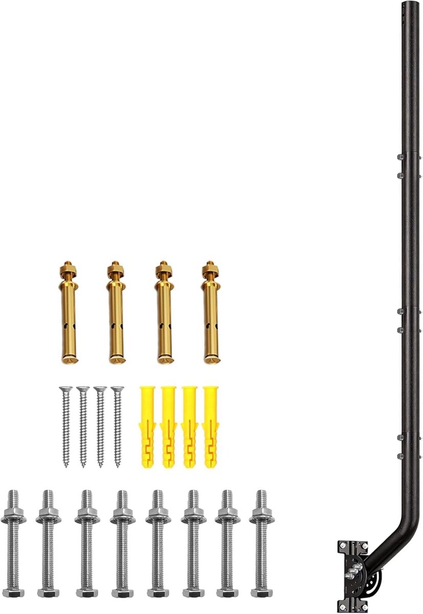 134 cm zware verstelbare antenne-wandhouder, J-paaldrager van ijzer met poedercoating voor Starlink (adapter vereist), tv-antennes, weerstations, 3,5 cm buitendiameter