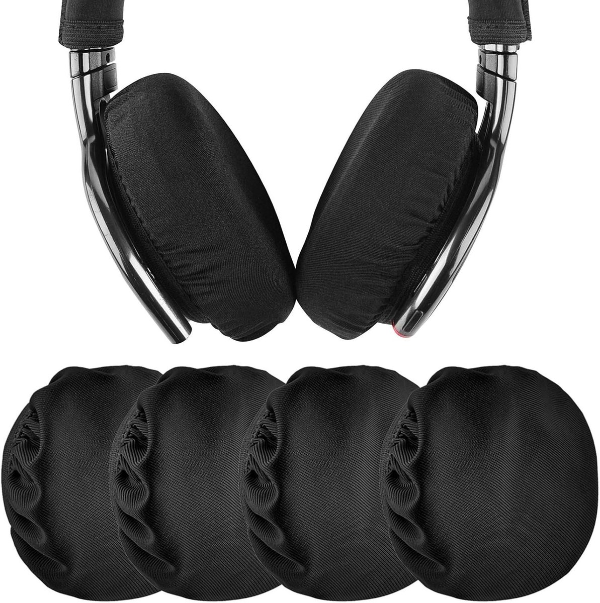 2 Paar Flexibele Stoffen Oorkappen - Veiligheid Gecertificeerd - Wasbare en Rekbare Oorkappen voor Over-Ear Hoofdtelefoons, Zweetkussens voor Fitness en Gaming