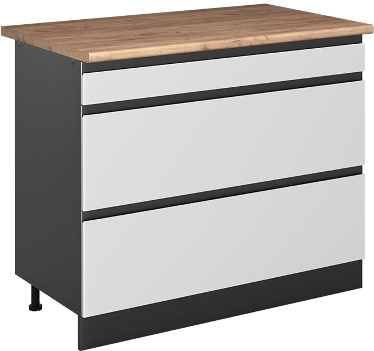 Vicco Keukenonderkast R-Line, Wit/Antraciet, 100 cm goudkleurig eiken werkblad