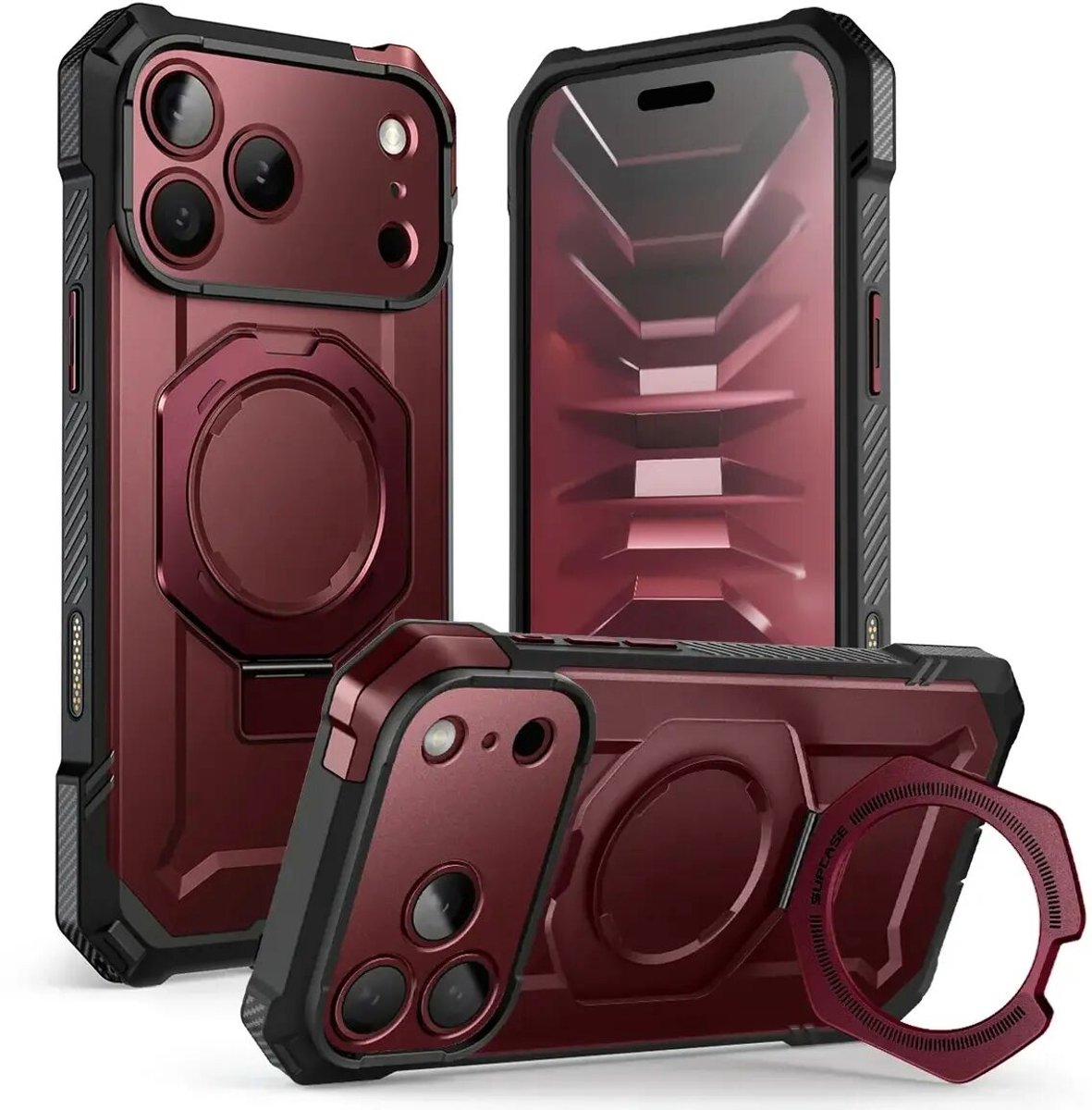 SUPCASE Hoesje Geschikt voor Apple iPhone 18 Pro Max / 17 Pro Max | Unicorn Beetle Grip | Compatibel met MagSafe / Qi2 | Magnetische Back Cover | Militaire Standaard | Kickstand | Burgundy