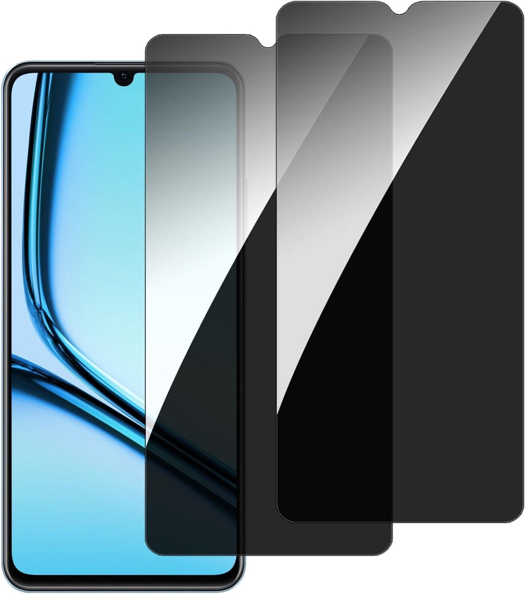 Chejuza Privacy displaybeschermfolie voor Realme Note 50/Realme C51/Realme C53 /Realme C63[2 stuks], hardheid 9H, volledige afdekking, anti-spy van gehard glas, HD-displaybescherming