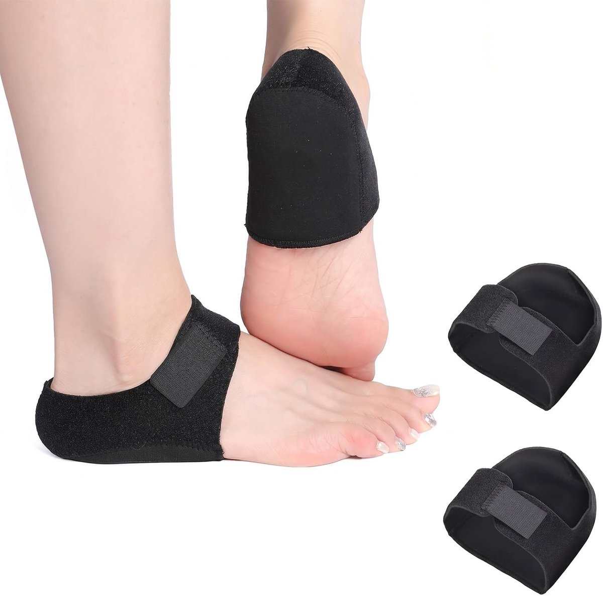 Dik siliconen hielkussen voor plantaire fasciitis en hielspoor, schokdemping, inlegzolen voor heren en dames, zwart en comfortabel